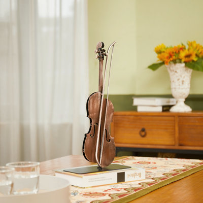 Handmade & Hand-Painted Metal Violin Statue Sculpture Décor Gifts For Music Lovers