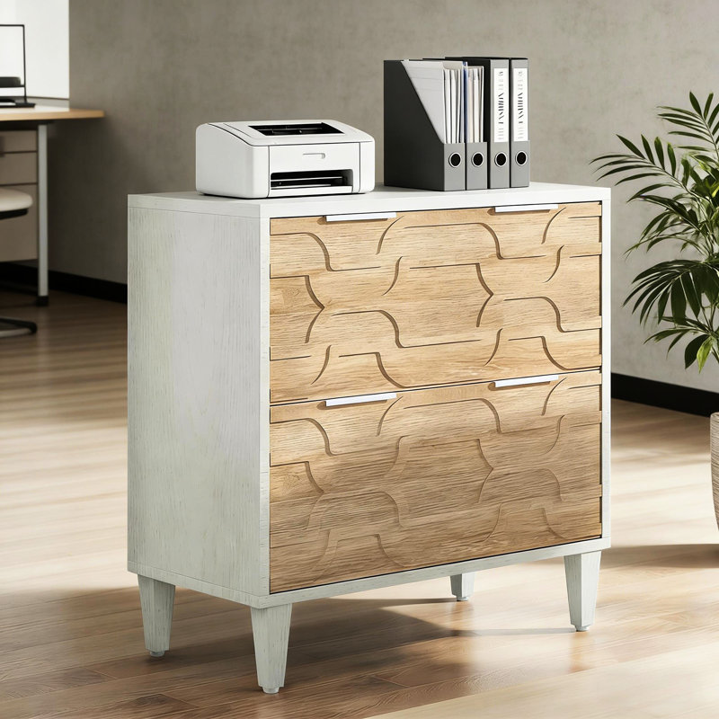 Armoire de rangement en bois, classeur avec tiroir, Noyer/blanc