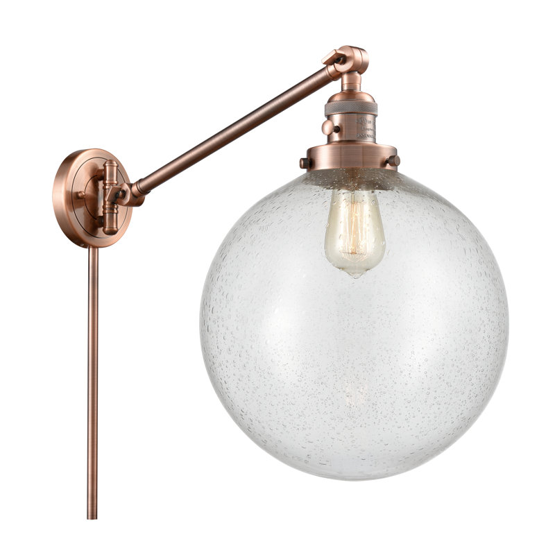 Bras articulé à 1 lumière à intensité variable Antsje, Grainé, Cuivre antique, Ampoule incandescente 40 watts rétro