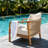 Set Of 2 28" Wide Outdoor Lounge Chair – Solid Hardwood Frame, All-Weather Woven Backrest, Thick Polyester Cushion & Curved Armrests for Patio, Garden