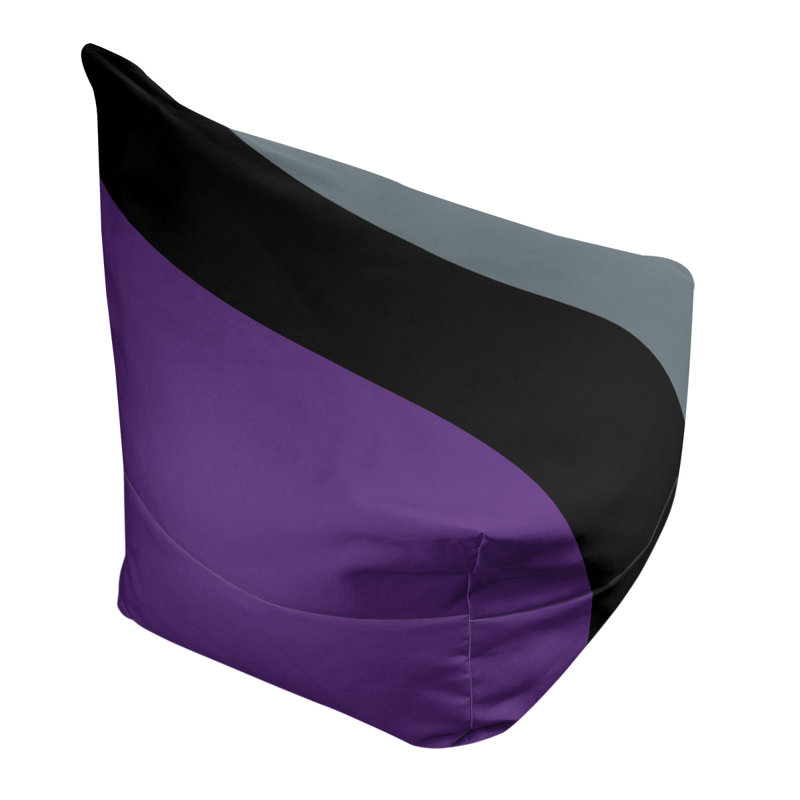 Sacramento Bean Bag Chair & Lounger, 31" x 38" x 42", Purple/Black/Slate Gray