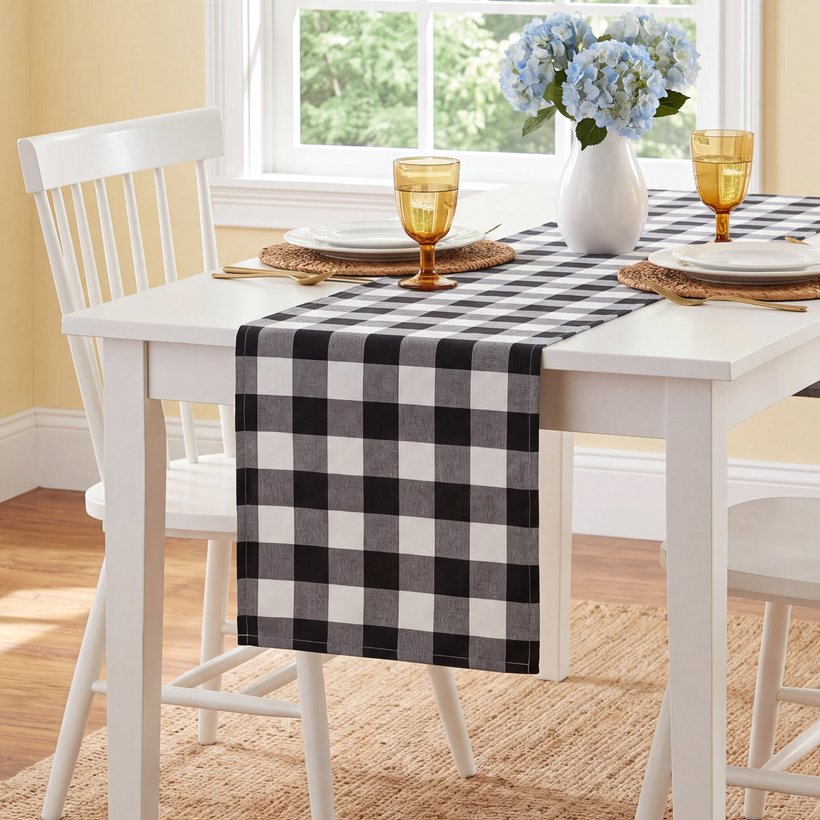 Loa 72" Cotton Table Runner, Black