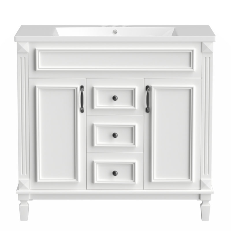 35.9'' Single Bathroom Vanity with MDF Top, White