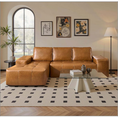Canapés modulaires désossés pour salon en similicuir avec canapé, méridienne, canapé modulaire en forme de L à assise profonde, canapés sans assemblage requis (à gauche, similicuir)