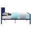 Lit double en métal bleu avec une allure classique de style chambre à coucher contemporaine-570953094