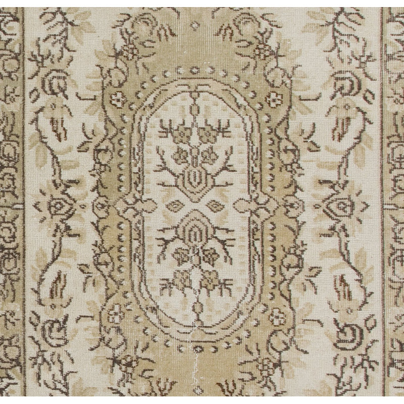 Tapis rétro de style français Aubusson aux couleurs neutres, tapis fait à la main en laine