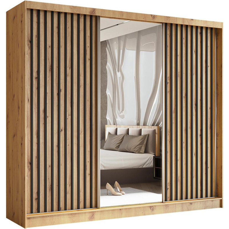 Brecklyn 3 Door Sliding Wardrobe, Brown