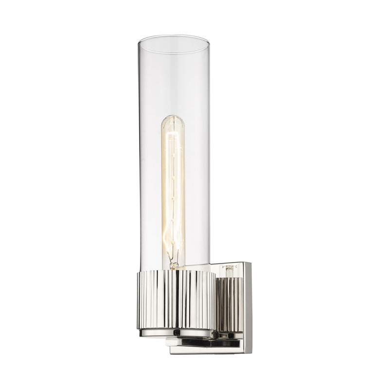 Applique murale 1 lumière 12 "Bolivar, Transparent, H 15 po x l 5,1 po x P 4 po, Nickel poli