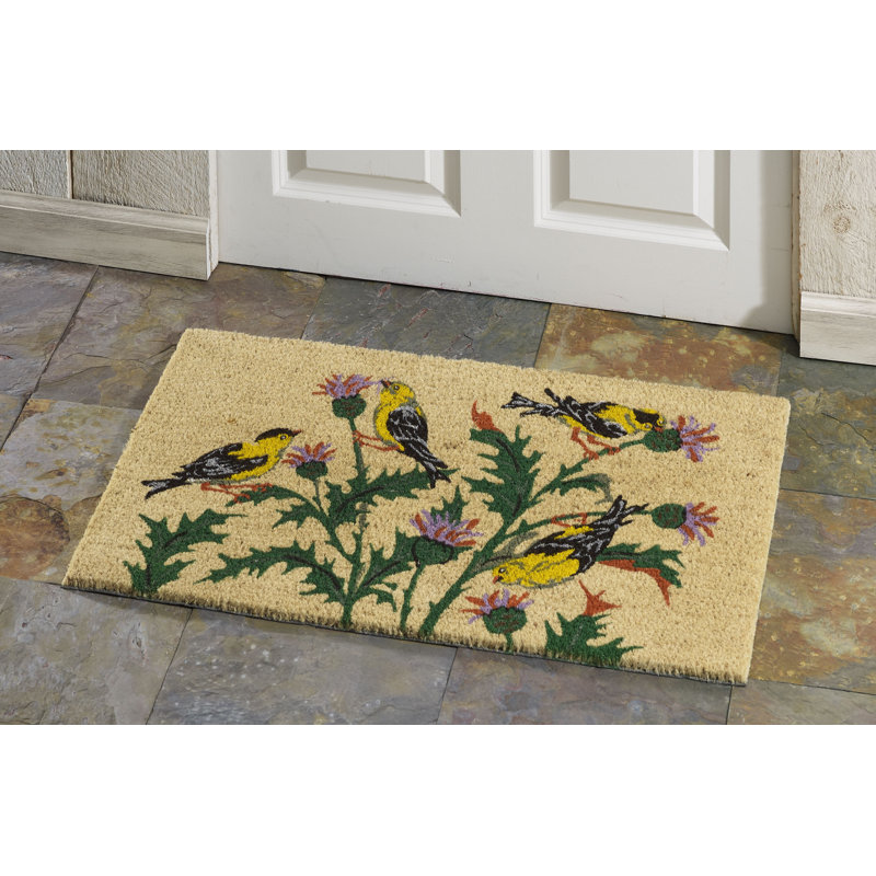 Finches on Thistle Outdoor Doormat
