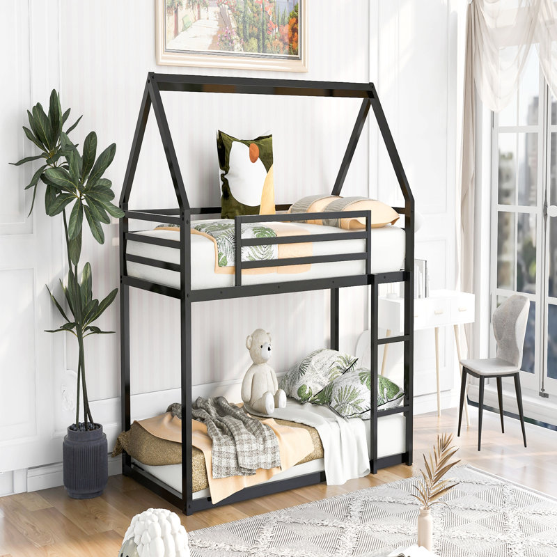 House Bunk Bed with Built-in Ladder