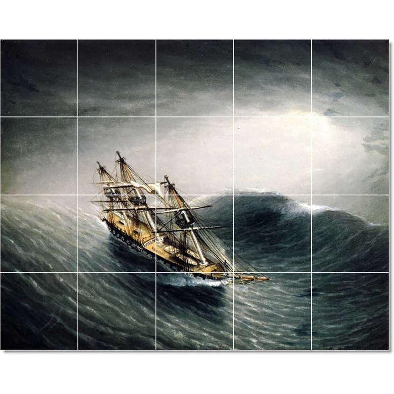 Carrelage mural décoratif en céramique 30 po x 24 po 6 po x 6 po, Bateau-bateau James Buttersworth W22184