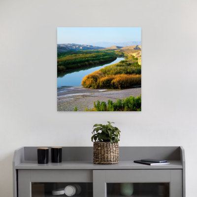 High Angle View Of Rio Grande Flood Plain Big Bend National Park Texas Usa. Tranquil Abstract Contemporary Landscape Nature Art