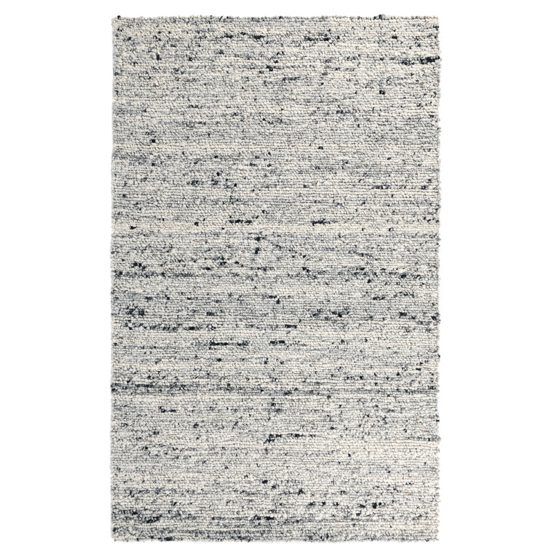 Handmade Gray and Ivory Wool Cotton Stripe Rectangular Rug 9' x 12'