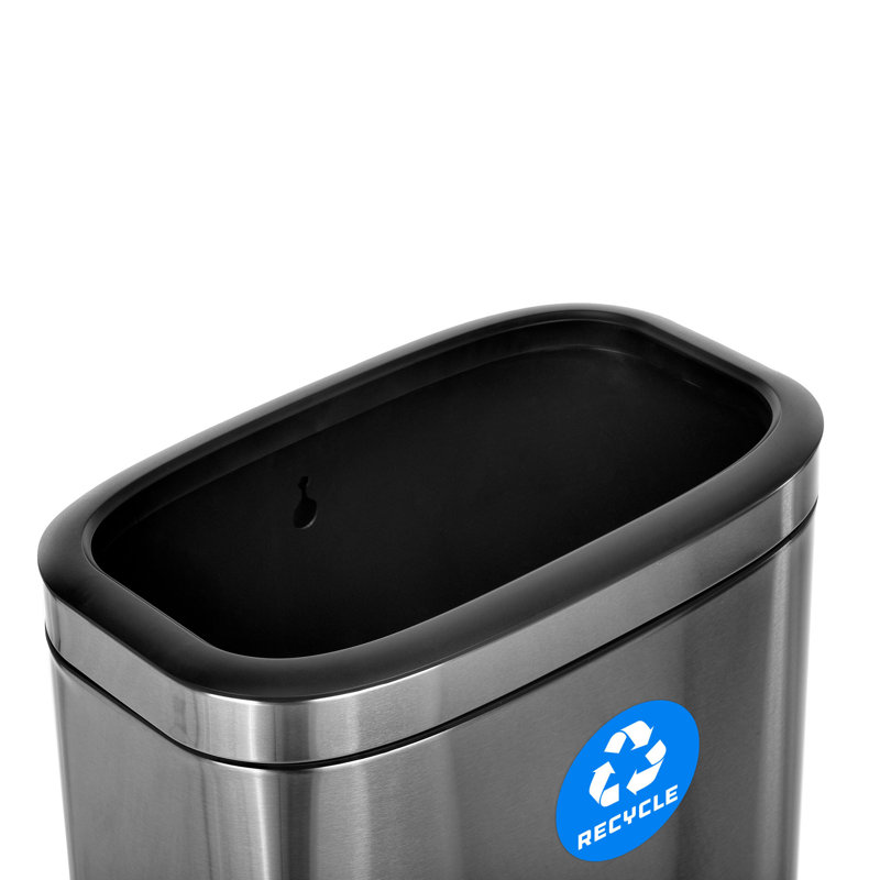 Poubelle de recyclage en acier inoxydable 10,5 gallons