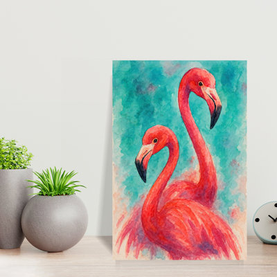 Deux flamants roses aux couleurs vives tropicales