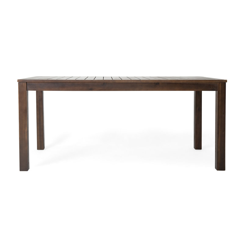 Table en bois brun foncé de 69 po pour le patio, eau, possibilité de service de style buffet, brun extérieur spacieux et attrayant, service de style buffet, jardin élégant