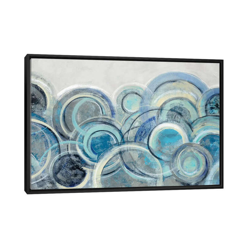 « variance blue grey » par silvia vassileva,, impression sur toile, H 18 po x l 26 po x P 1,5 po, Pas de tapis