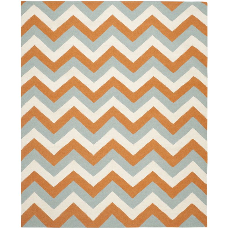 Julianne Terracotta Square Handmade Flatweave Wool Rug 4' x 6'
