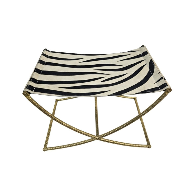 Banc en cuir Banda, Animal Print with Gold Frame