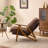 2Pcs Chenille Upholstered Accent Chair With 5-Position Adjustable Backrest, Rubber Wood Arms, Indoor Leisure Chair-29903620