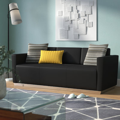 Canapé Murdocca Contemporary LeatherSoft avec base encastrée en acier inoxydable