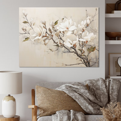 Beige Dreamy Magnolias Blooms I - Print on Canvas