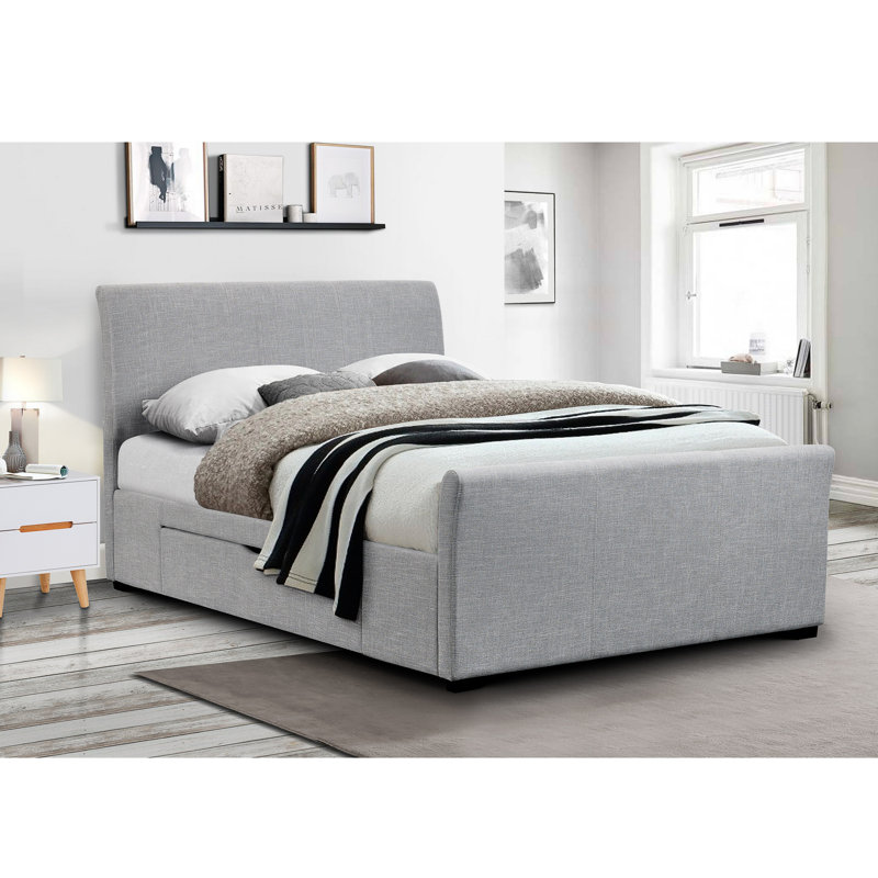 Ainsworth Double (4'6) Upholstered Sleigh Bed with Mattress, Double (4'6), Capsule Gel Luxury