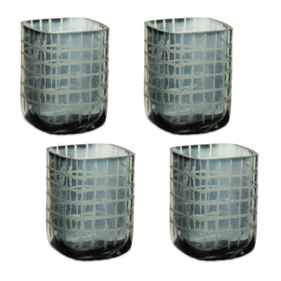 Etched Glass Candle Holder