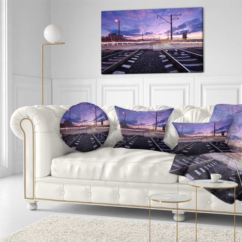 Coussin décoratif de rail avec lumières de voiture cityscape, 12 po x 20 po, Coussin lombaire