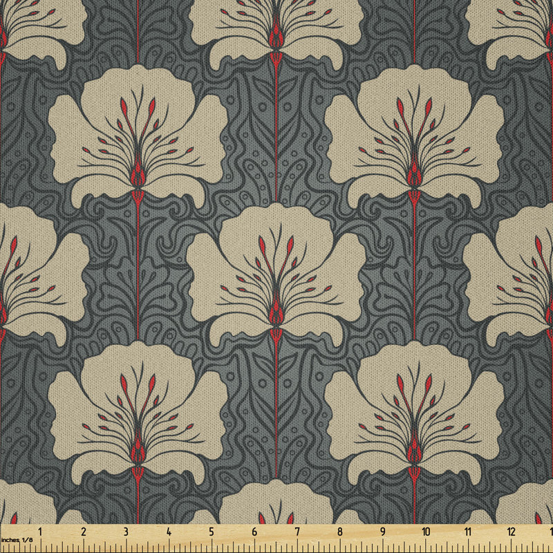 Daviti Romantic Poppy Flowers and Ornate Nature Multi-Purpose Fabric