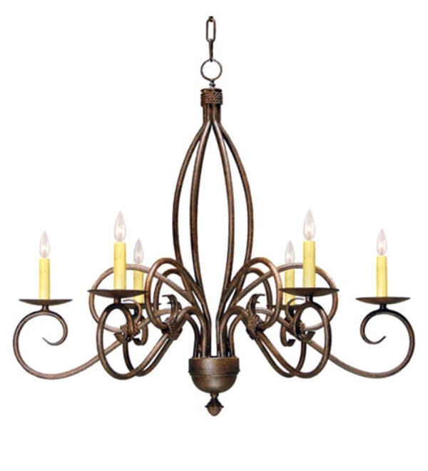 Squire 6 - Light Dimmable Chandelier, Blackwash, Paint To Match