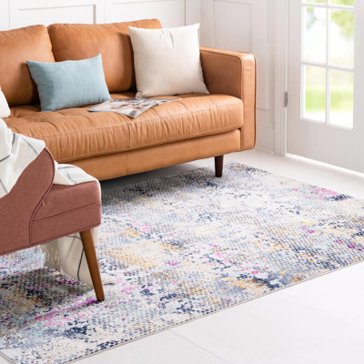 Tapis bleu / orange / gris