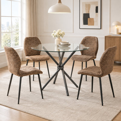 Ensemble de table de salle à manger 5 pièces avec chaises rembourrées