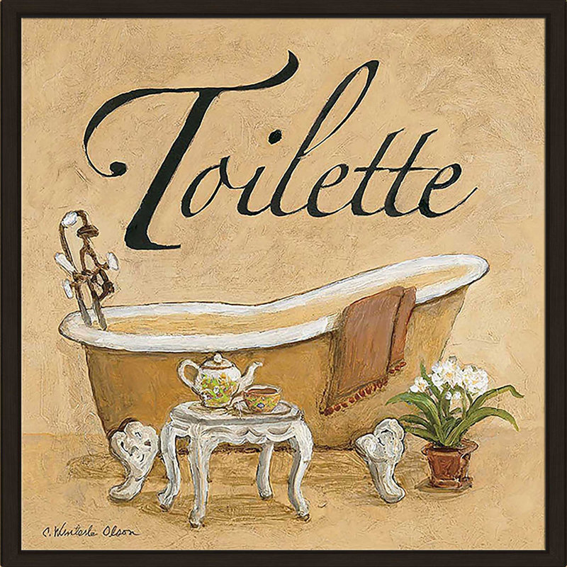 «Spice Toilette (Square)» par Charlene Olson, Cadre flottant espresso, H 21,5 po x l 21,5 po x P 2 po