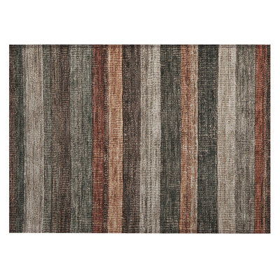 Machine Washable Indoor/Outdoor Xhevrie Paprika Rug