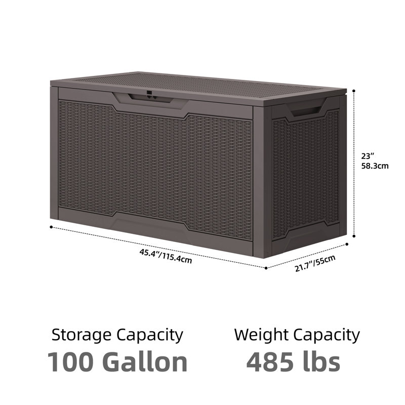 Balconera 100 Gallons Lockable Resin Deck Box, Brown