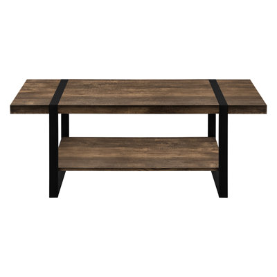 Table basse de style contemporain moderne L 48 po, stratifié brun, métal noir, table d'appoint L 48,47 po