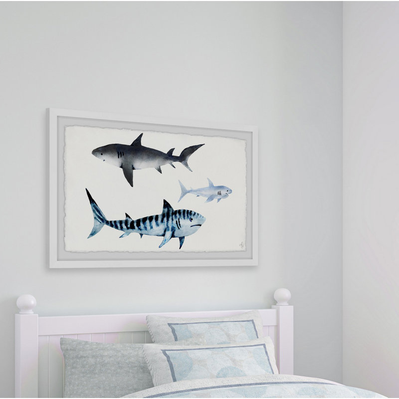 Cintron 'The Sharks' Framed Print, 16" H x 24" W x 1.5" D