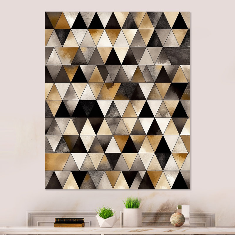 Exploration de la symétrie abstraite dorée II - décoration murale géométrique moderne en métal, H 40 po x l 30 po x P 1 po