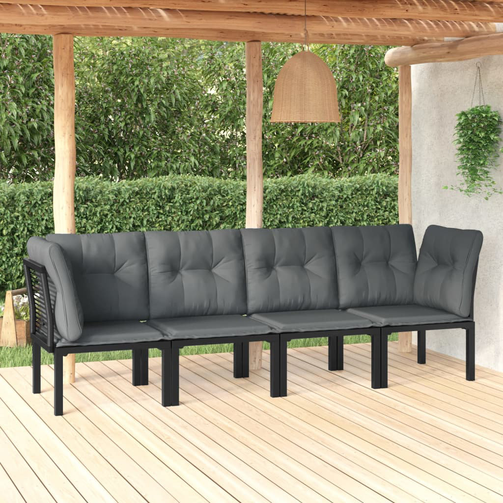 4-Sitzer Lounge-Set Kuwanna aus Polyrattan mit Polster