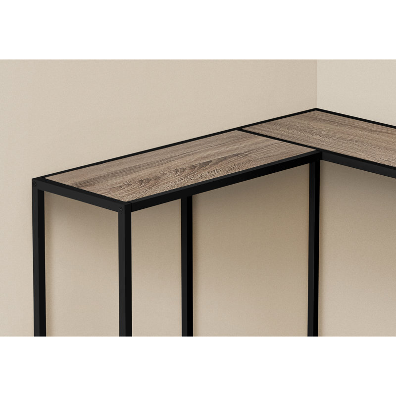 Console pour salon, hall d'entrée - Conception d'angle étroit avec stratifié taupe et support en métal noir