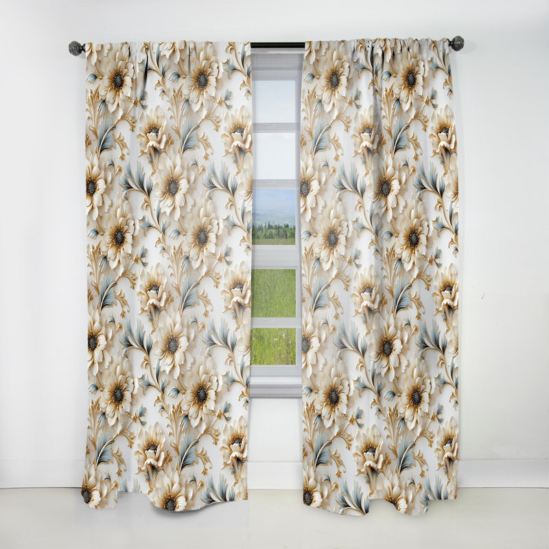 Rideau rétro en velours bohémien à motif victorien III, L 52 po x L 108 po