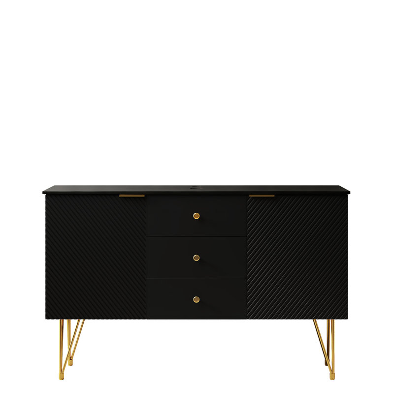 Armoire autoportante noire de 48 po, 3 tiroirs et 2 portes, plateau en pierre frittée, convient au rangement dans la salle de bain et aux compartiments en contreplaqué de 48 po pour plus d'espace.