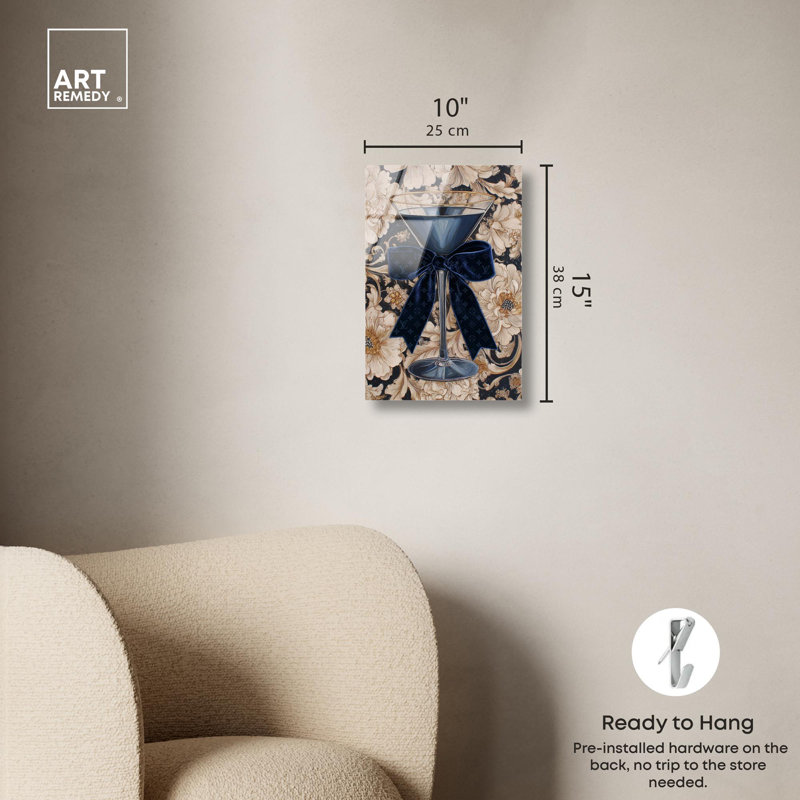 «Blue Velvet Martini Glam» par Art Remedy, H 15 po x l 10 po