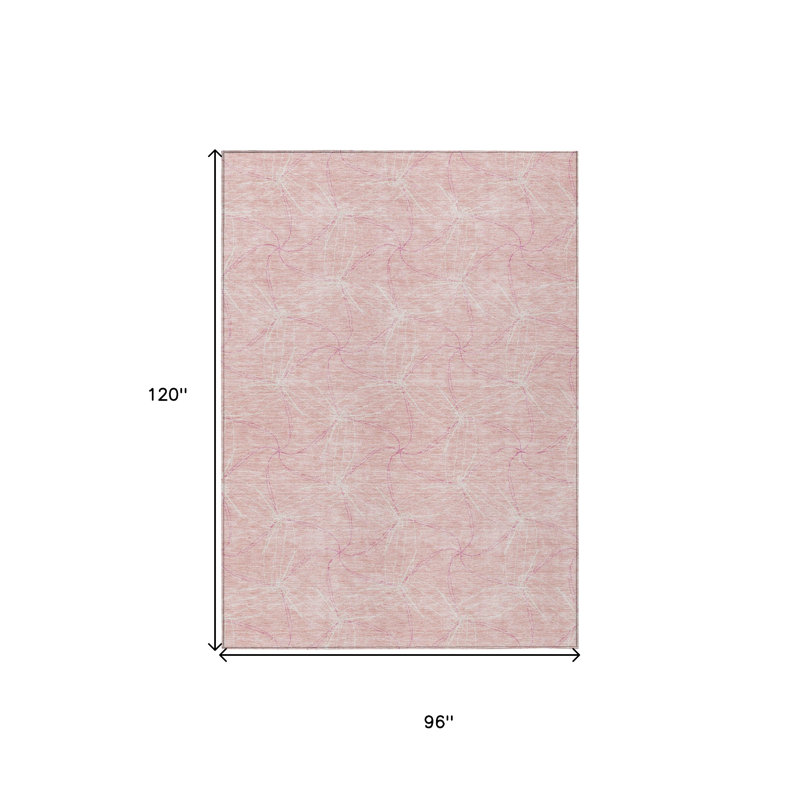 Tapis intérieur / extérieur lavable 8 pi x 10 pi rose et ivoire