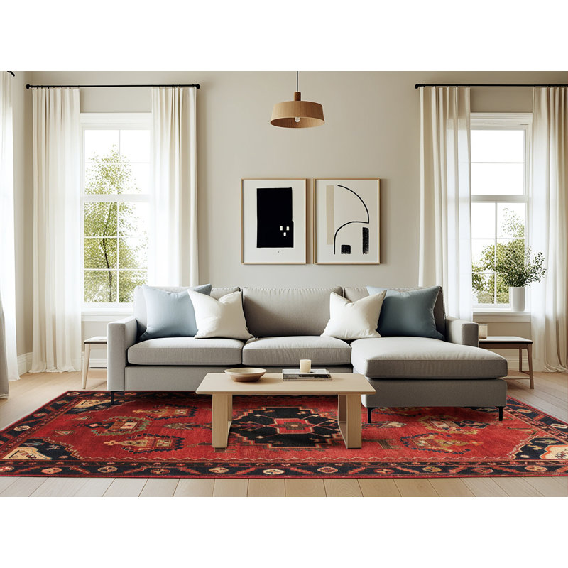 Tapis rouge à motif sud-ouest, Rectangle 6 pi x 9 pi