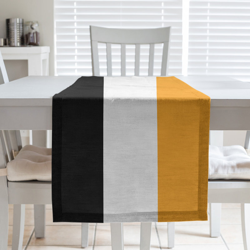 Miami Basketball Table Runner, 72" L x 16" W, Black/White/Yellow, Cotton blend