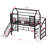 Metal House Loft Bed With Slide,Stairs And Storage Shelves-1899021410-1899021411