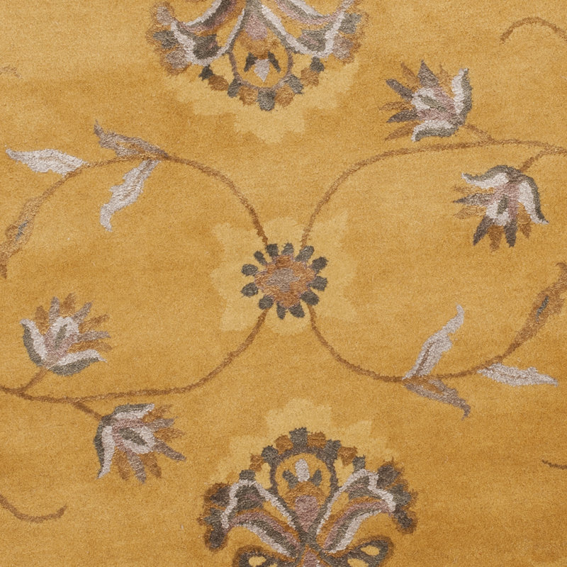 Braxtan Silk Road Wool & Viscose Pile Floral Rug, Rectangle 4' x 6'
