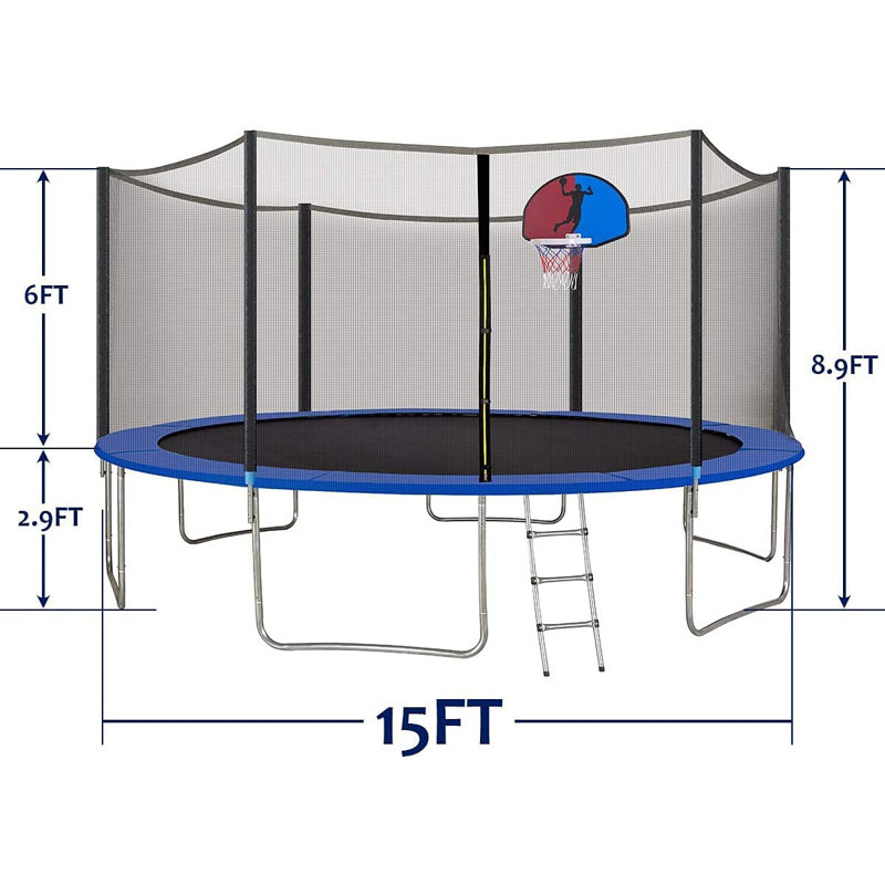 YAKEY Round Backyard Trampoline with Safety Enclosure